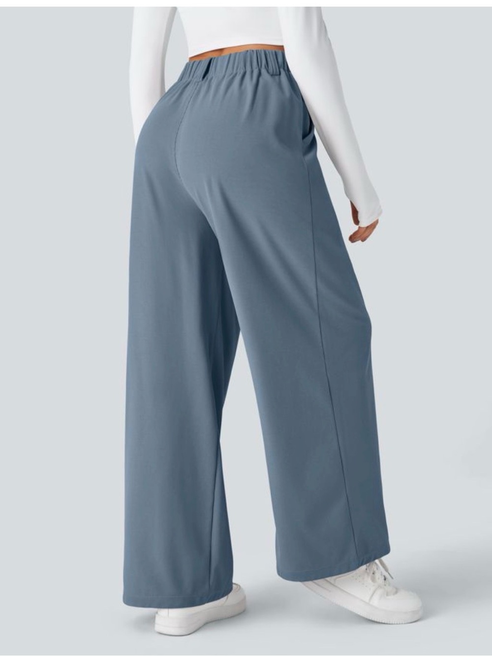 HALARA Wide Leg Pleated Pants in Dusty Blue - Picture 2 of 14